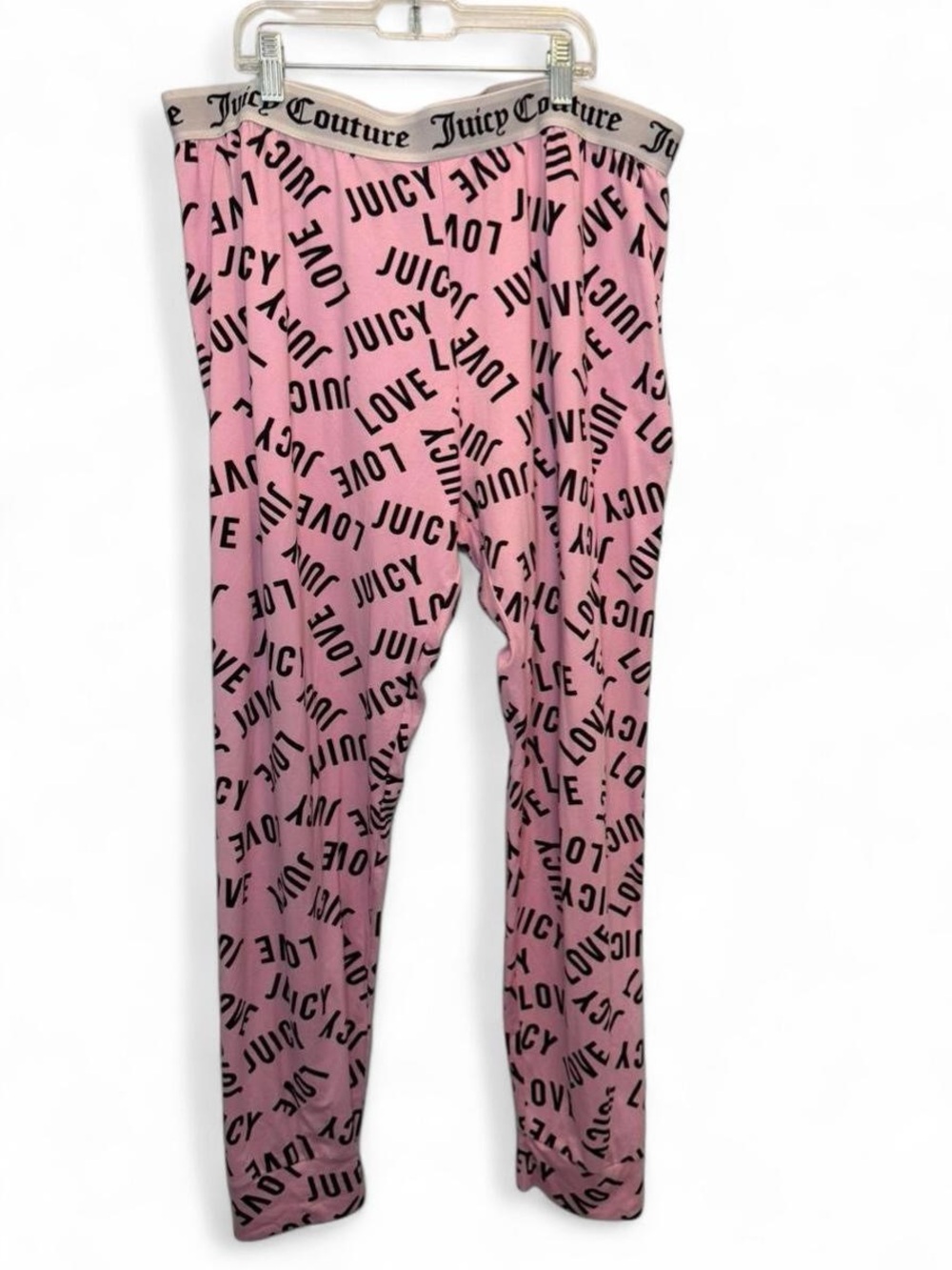 Juicy Couture Pink & Black Logo Lounge Pants Joggers XL Y2K Coquette
